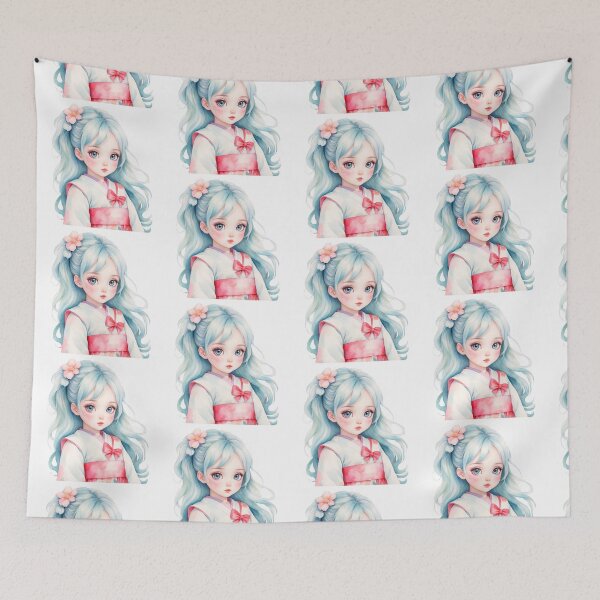 Item preview,  Sweet Watercolor Anime Girl Illustration designed and sold by Victoria Riabov.