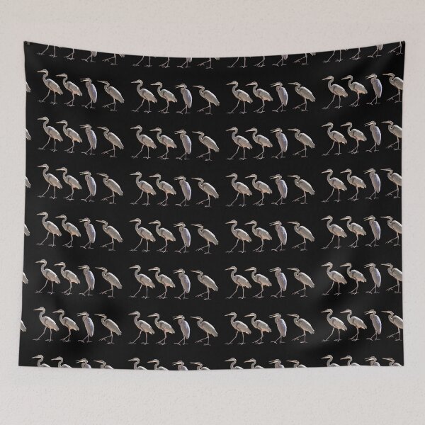 Item preview, Blue Herons Walking on Black designed and sold by Art in My Loft.