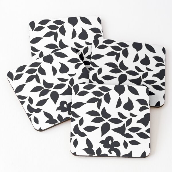 Item preview, Black Floral Leaves Pattern designed and sold by Liza36designs.
