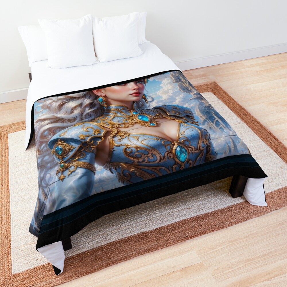 A Regal Fantasy Woman Traversing The Future AI Concept Art by Xzendor7 3 A Regal Fantasy Woman Traversing The Future AI Concept Art by Xzendor7 Decorative Art Print Comforter