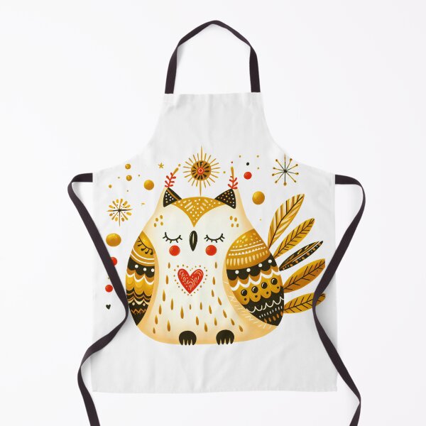 Item preview, Scandinavian Folk Art Fat Golden Owl designed and sold by FOLK ART FUSION by heidiannemorris.