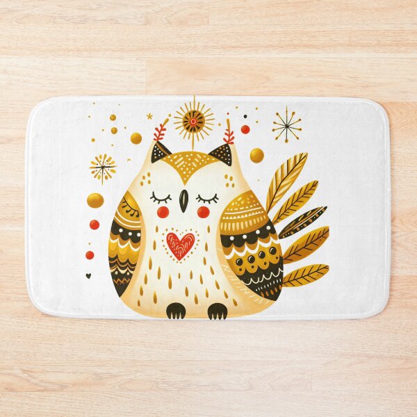 Item preview, Scandinavian Folk Art Fat Golden Owl designed and sold by FOLK ART FUSION by heidiannemorris.