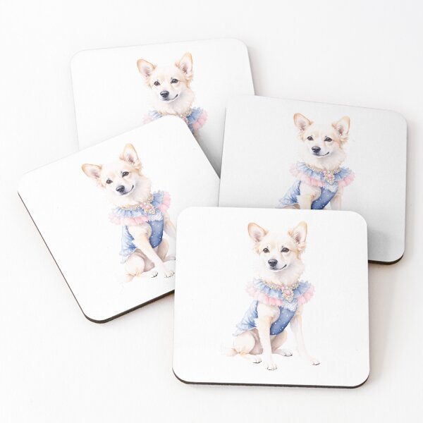 Item preview, Enchanting Watercolor Dog in Vintage Clothes designed and sold by Victoria Riabov.