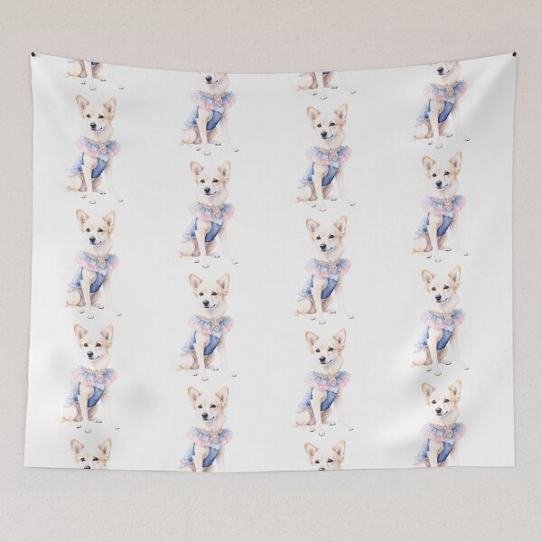 Item preview, Enchanting Watercolor Dog in Vintage Clothes designed and sold by Victoria Riabov.