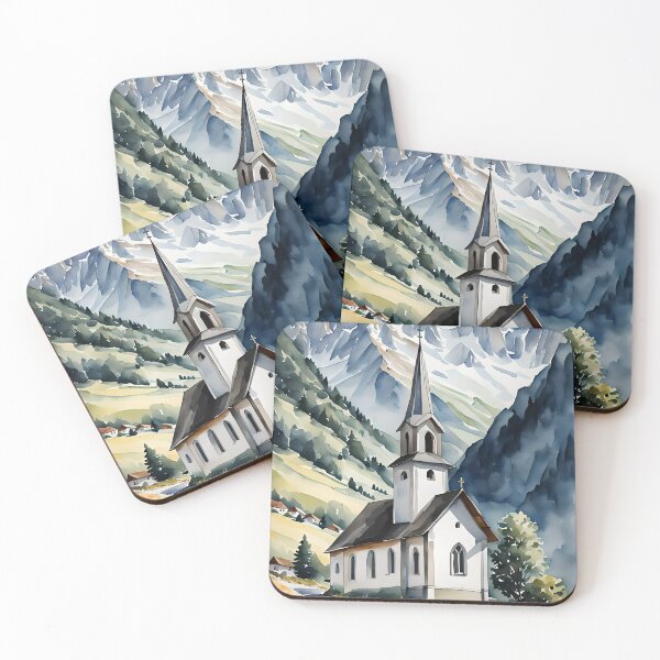 Item preview, 1.AD Old Church in Switzerland In Watercolours  designed and sold by fluidwatercolor.