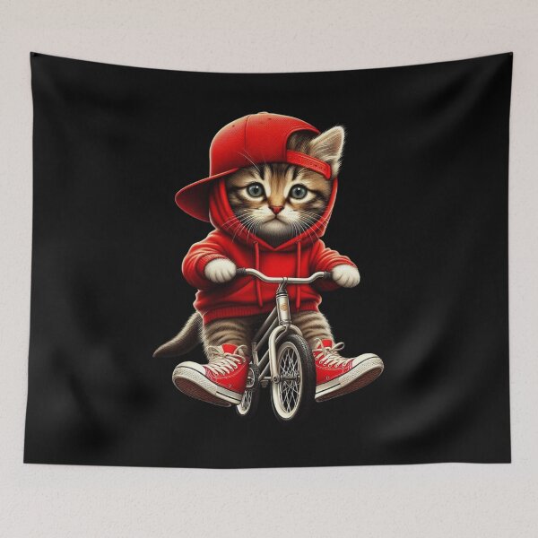 Item preview, Funny cat in a sweatshirt and hat goes crazy on a bike designed and sold by artimplementer.