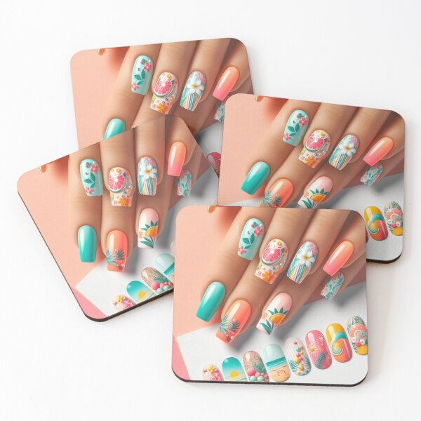 Item preview, Vibrant Summer Nails Art: Trendy Home Decor Design designed and sold by 3IN1digiart.