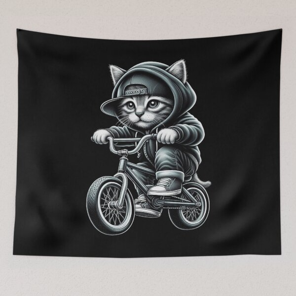 Item preview, Funny cat in a sweatshirt and hat goes crazy on a bike designed and sold by artimplementer.