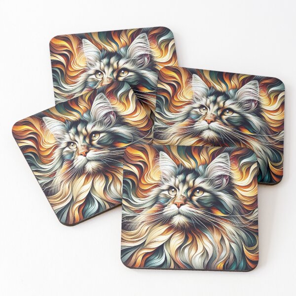 Item preview, Maine Coon in the Whirl of Color Ecstasy designed and sold by LegademaArt.
