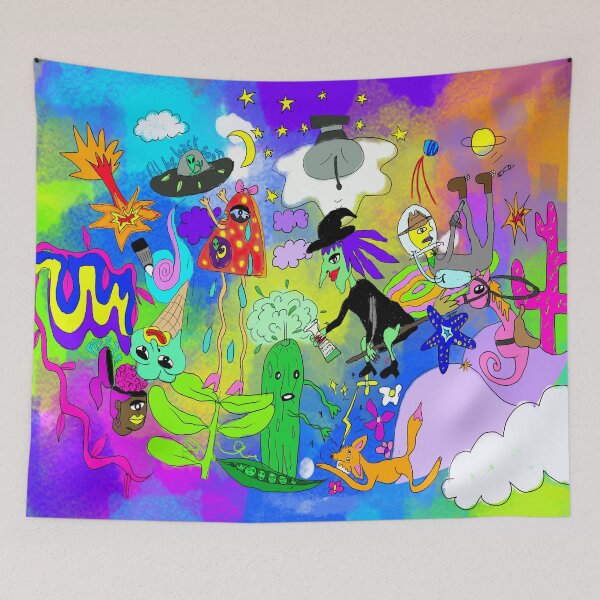 Item preview, 'The Dorito Baby Mama' Colorful Funny Cartoon  ft. Witch, Pickle, UFO,  Space, Starfish, Cowboy  +  Fox designed and sold by Venus-in-Virgo.