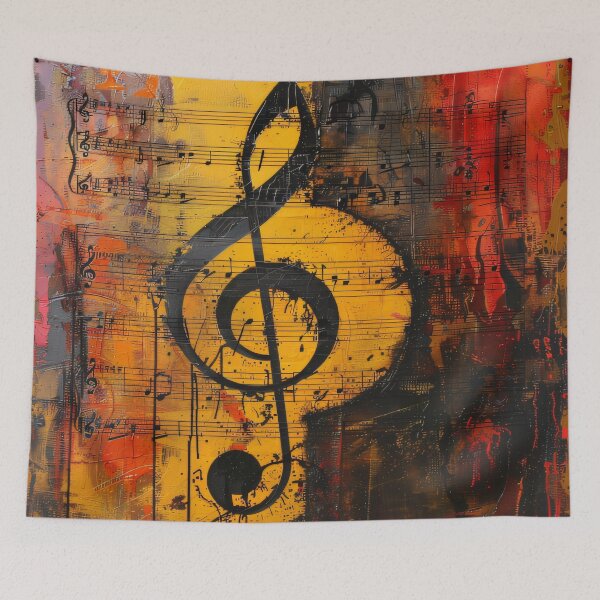 Item preview, Rhythmic Fusion: Abstract Musical Score Art designed and sold by ManeeStore.