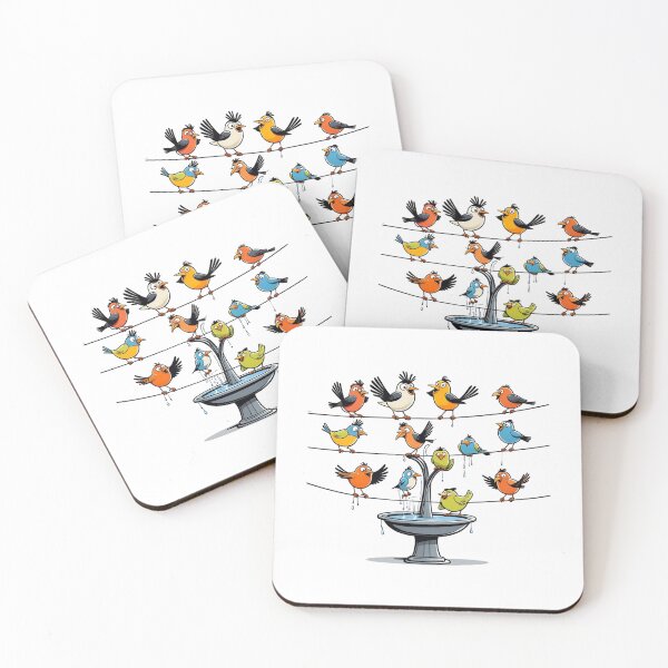 Item preview, Colorful Birds on Fountain designed and sold by Taans-Creation.