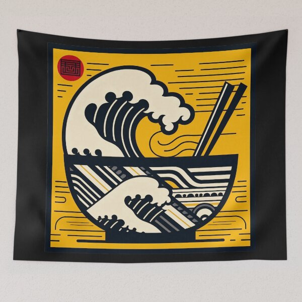 Item preview, The Great Wave of Ramen: A bowl of Japanese noodles in a classic woodblock  designed and sold by zoughlal.