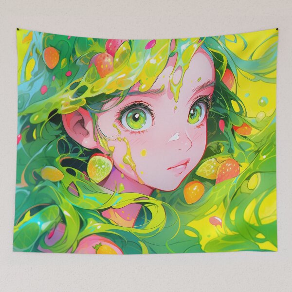 Item preview, Green and Yellow Slime Drip Anime Girl designed and sold by bubblegoth.