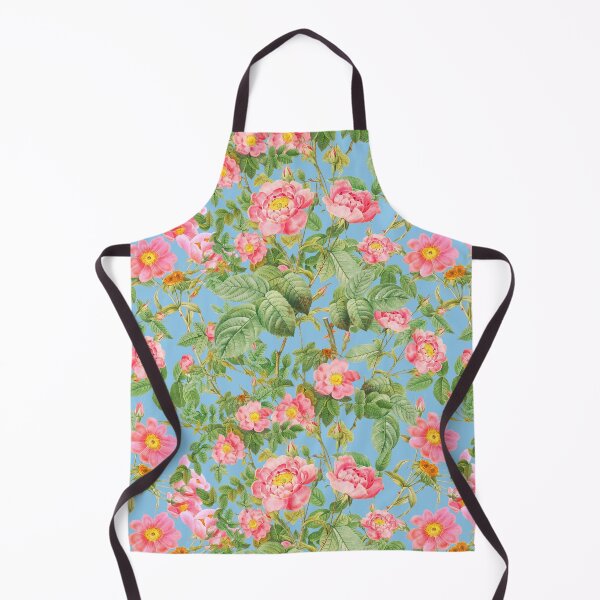 Item preview, Pink watercolor Redoute's roses on tender sky blue background designed and sold by ilustrinna.