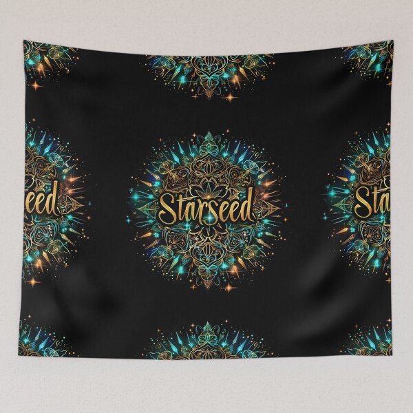 Item preview, Starseed Magical Mandala Psychedelic Gold Stars Crystals Logo  designed and sold by tribalfantasy.
