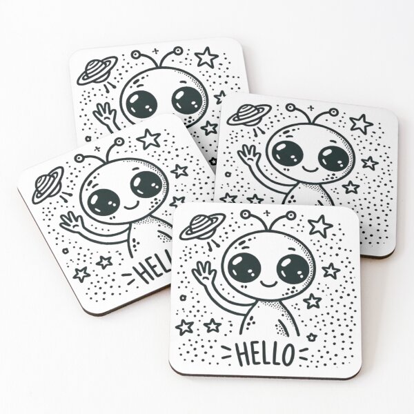 Item preview, Cute Alien Saying Hello - Fun and Whimsical Space Design designed and sold by NattyGe.
