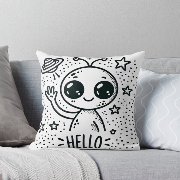 Item preview, Cute Alien Saying Hello - Fun and Whimsical Space Design designed and sold by NattyGe.