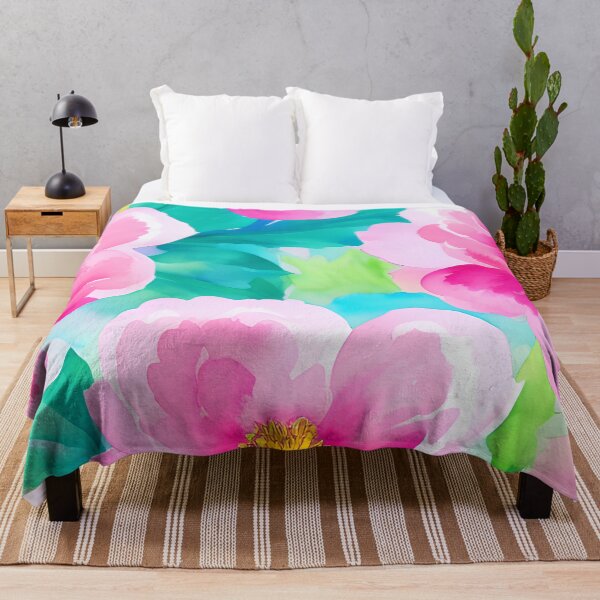 Item preview, Hot Pink and Turquoise Watercolor Floral Pattern for Vibrant and Eclectic Decor designed and sold by kathrynchill.