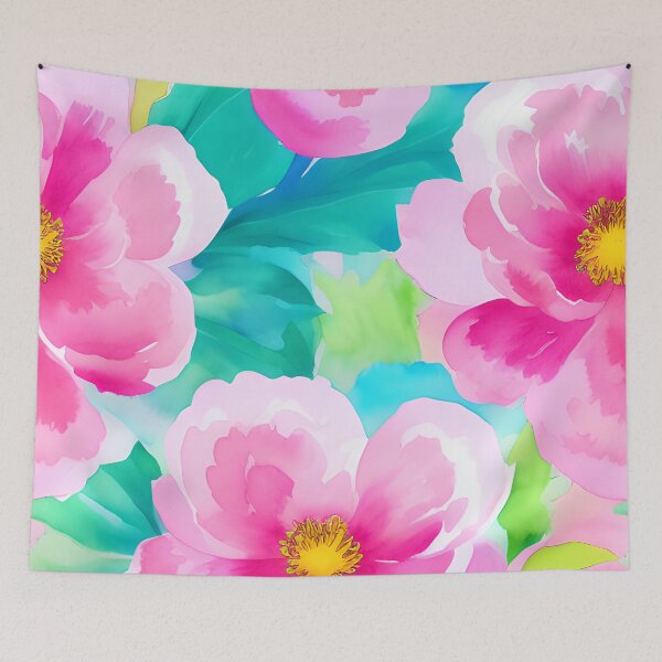 Item preview, Hot Pink and Turquoise Watercolor Floral Pattern for Vibrant and Eclectic Decor designed and sold by kathrynchill.