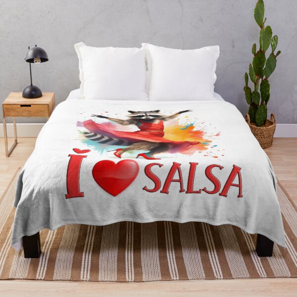 Item preview, I love salsa, inscription, raccoon dancing, red dress, red high heels designed and sold by Eamornia.