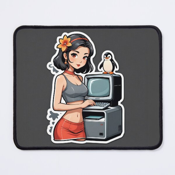 Item preview, Kawaii Girl on Retro Computer designed and sold by cagwait.