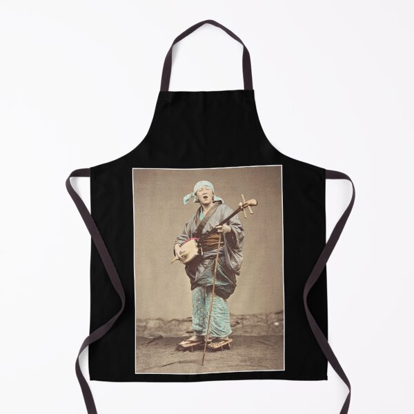 Item preview, Street Musician Sings Plays Shamisen Japan 1870 Suzuki Shin'ichi designed and sold by RocketshipRetro.