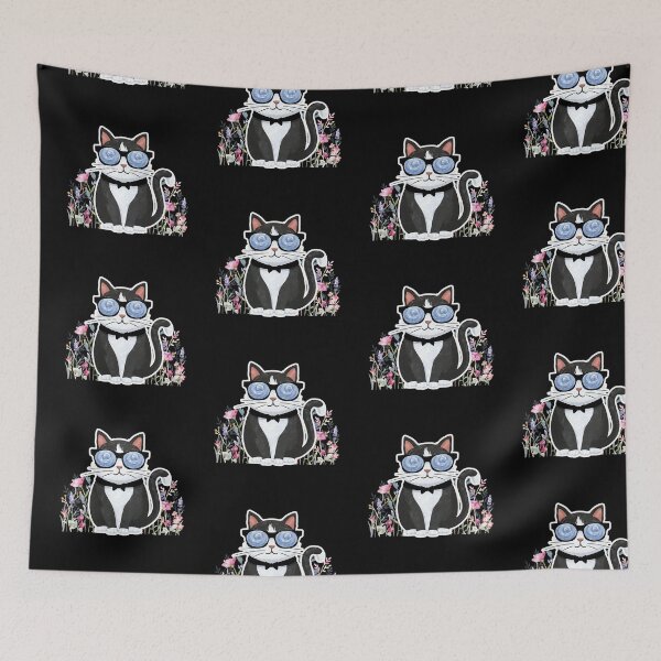 Item preview, Tuxedo Flower Cat Kitten designed and sold by nanka-art.