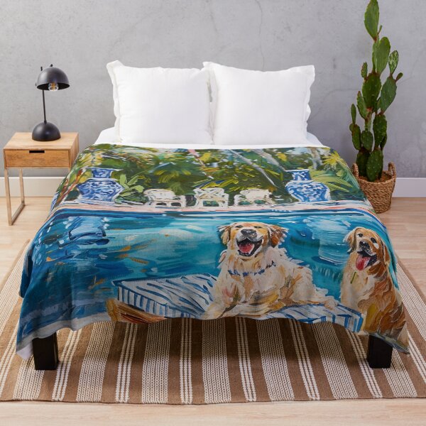 Item preview, Labrador Retrievers in Palm Beach pool designed and sold by SophieClimaArt.