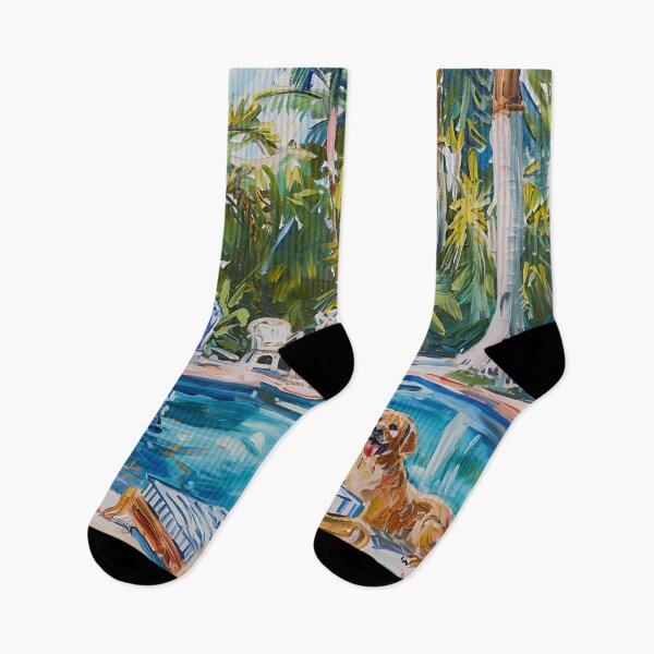 Item preview, Labrador Retrievers in Palm Beach pool designed and sold by SophieClimaArt.