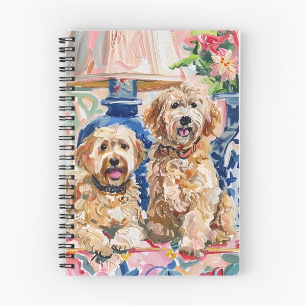 Item preview, Labradoodles in blush pink chinoiserie interior designed and sold by SophieClimaArt.