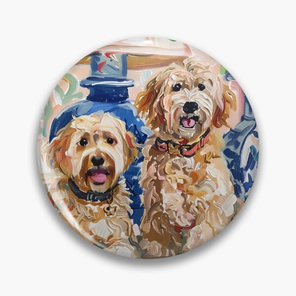 Item preview, Labradoodles in blush pink chinoiserie interior designed and sold by SophieClimaArt.