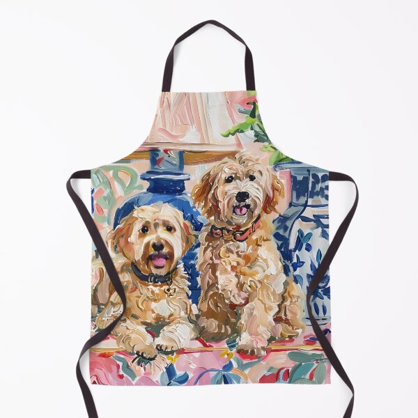 Item preview, Labradoodles in blush pink chinoiserie interior designed and sold by SophieClimaArt.