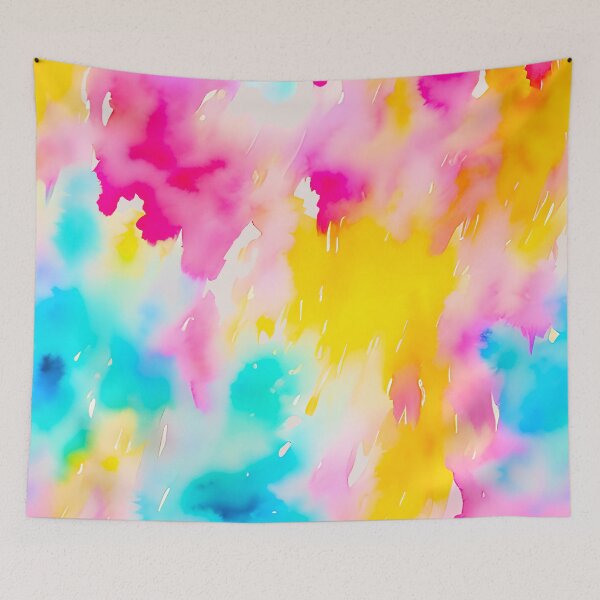 Item preview, Watercolor Pink Yellow and Turquoise Abstract Pattern for Maximalist and Vibrant Decor designed and sold by kathrynchill.