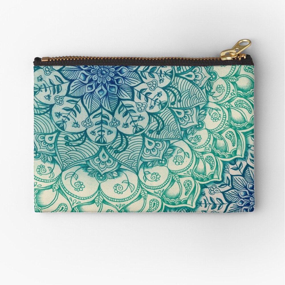 Emerald Doodle Zipper Pouch