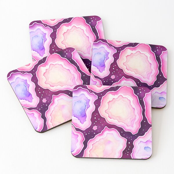 Item preview, A dreamy pink and purple geode pattern in space with stars for maximalist decor designed and sold by kathrynchill.