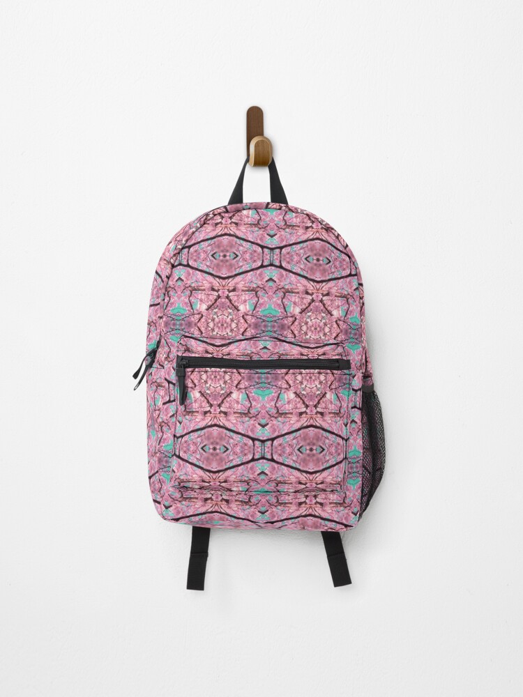 Thumbnail 1 of 3, Backpack, Pink Flower Unique Symmetric Pattern designed and sold by PatternOfNature.