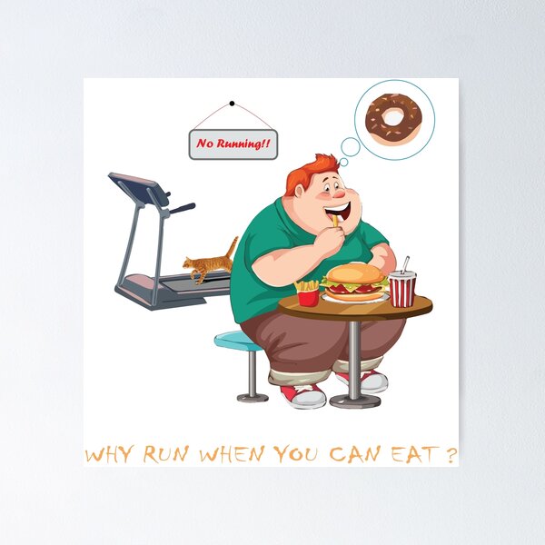 Item preview, Cubby man eating hamburger and avoiding GYM designed and sold by OooPstudio.