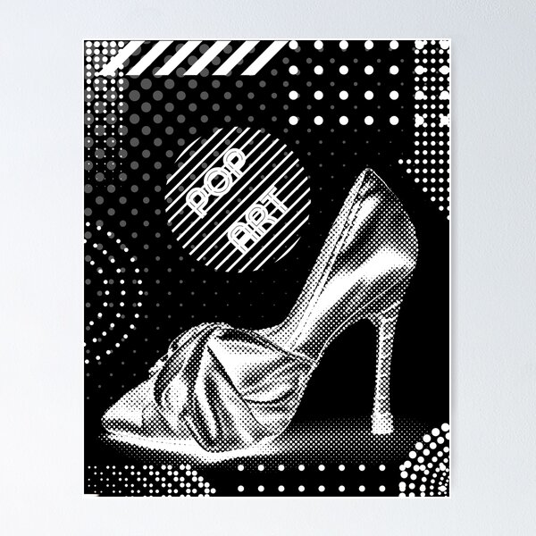 Item preview, Shoe, pop-art style graphics, negative, monochromatic designed and sold by silent-violin.