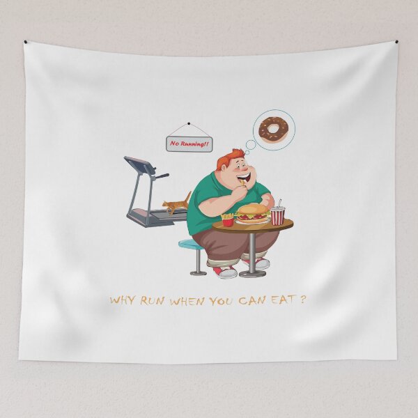 Item preview, Cubby man eating hamburger and avoiding GYM designed and sold by OooPstudio.