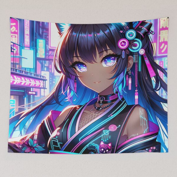 Item preview, Azure Cyber Kitty designed and sold by The Journey Ain't Mid.