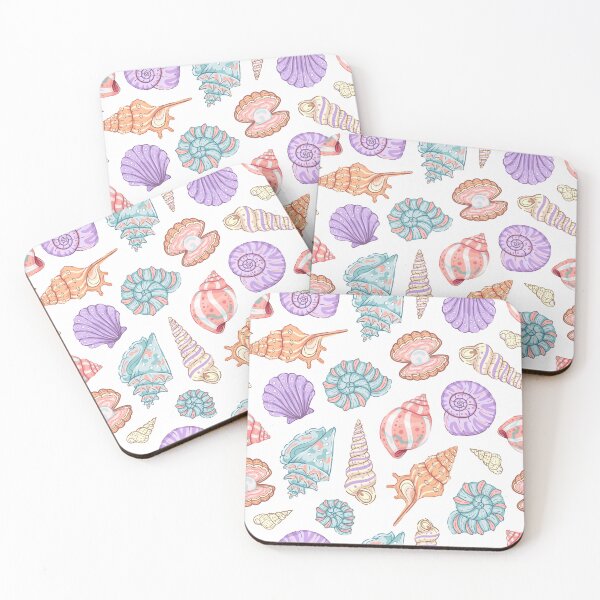 Item preview, Seamless Colorful Pastel Seashell Pattern on White Background designed and sold by Alex Jade.