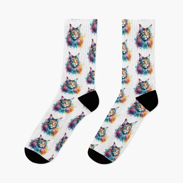 Item preview, Maine Coon Cat Colorful Watercolor Portrait designed and sold by MaedK.
