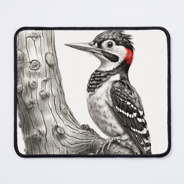 Item preview, Black and White Woodpecker Pencil Drawing designed and sold by Pencil-Art.