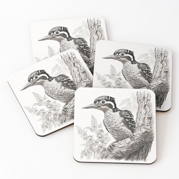 Item preview, Black and White Woodpecker Pencil Drawing designed and sold by Pencil-Art.