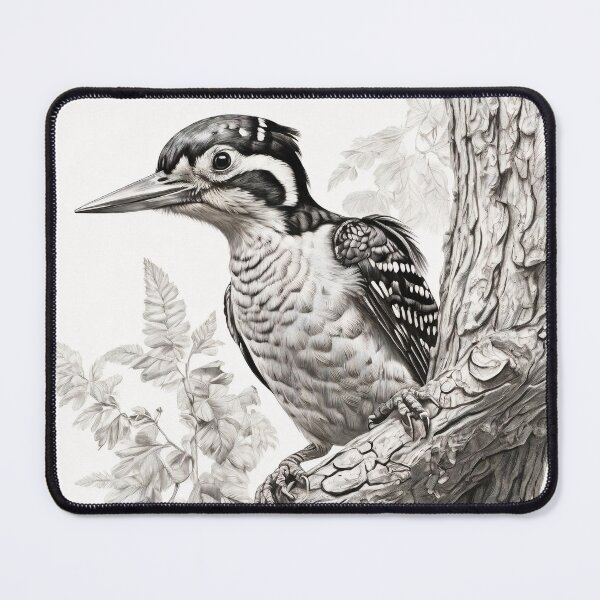 Item preview, Black and White Woodpecker Pencil Drawing designed and sold by Pencil-Art.