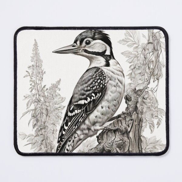 Item preview, Black and White Woodpecker Pencil Drawing designed and sold by Pencil-Art.