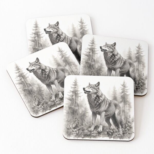 Item preview, Black and white Wolf pencil drawing  designed and sold by Pencil-Art.