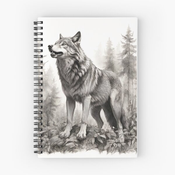 Item preview, Black and white Wolf pencil drawing  designed and sold by Pencil-Art.