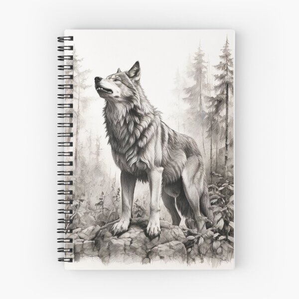 Item preview, Black and white Wolf pencil drawing  designed and sold by Pencil-Art.